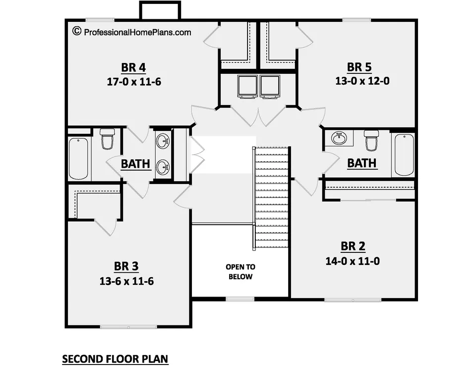 The Hollybrook second level floor plan
